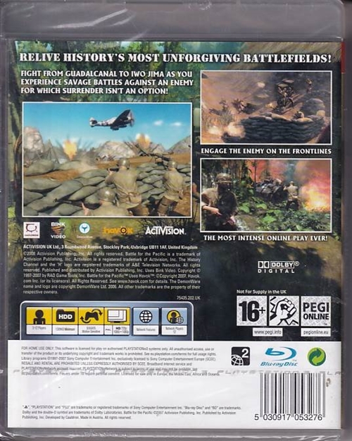 The History Channel Battle for the Pacific - i folie - PS3 (AA Grade) (genbrug)